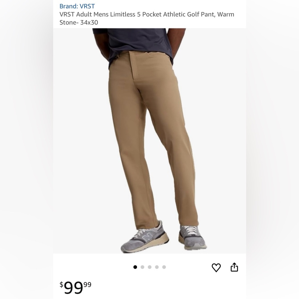 VRST Men's Limitless 5 pockets Athletic Warm Stone Pants.Great condition.